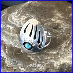 Blue Turquoise Navajo Sterling Silver BearPaw Ring Size 8 15362