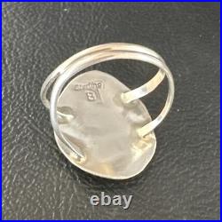 Blue Turquoise Navajo Sterling Silver BearPaw Ring Size 8 15362