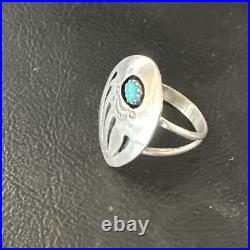 Blue Turquoise Navajo Sterling Silver BearPaw Ring Size 8 15362