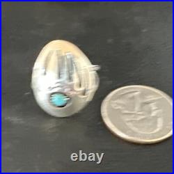 Blue Turquoise Navajo Sterling Silver BearPaw Ring Size 8 15362