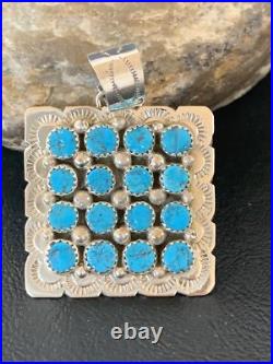Blue Turquoise Navajo Sterling Silver Cluster Pendant 2 02098