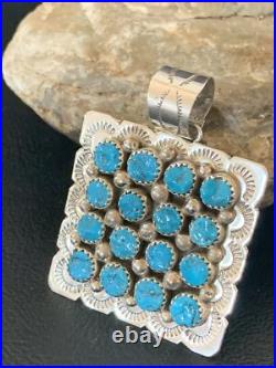 Blue Turquoise Navajo Sterling Silver Cluster Pendant 2 02098