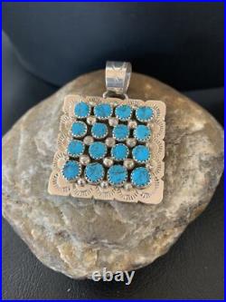 Blue Turquoise Navajo Sterling Silver Cluster Pendant 2 02098