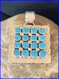 Blue Turquoise Navajo Sterling Silver Cluster Pendant 2 02098
