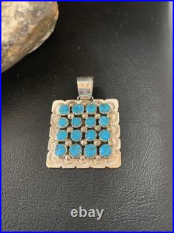 Blue Turquoise Navajo Sterling Silver Cluster Pendant 2 02098 Blue Turquoise Navajo Sterling Silver Cluster Pendant 2 02098