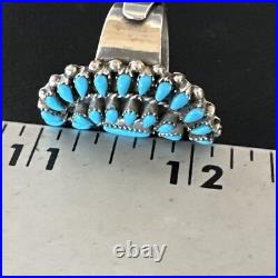Blue Turquoise Navajo Sterling Silver Cluster Ring Adjustable Size 7 15706