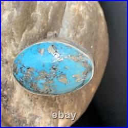 Blue Turquoise Navajo Sterling Silver Ring Size 8.5 Adjustable 14035