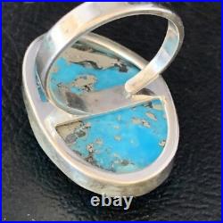 Blue Turquoise Navajo Sterling Silver Ring Size 8.5 Adjustable 14035