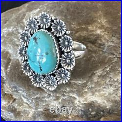 Blue Turquoise Navajo Sterling Silver Ring Sz 9.5 15505