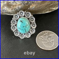 Blue Turquoise Navajo Sterling Silver Ring Sz 9.5 15505