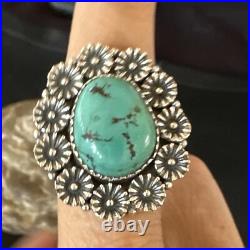 Blue Turquoise Navajo Sterling Silver Ring Sz 9.5 15505