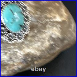 Blue Turquoise Navajo Sterling Silver Ring Sz 9.5 15505