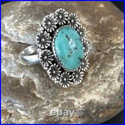 Blue Turquoise Navajo Sterling Silver Ring Sz 9.5 15505