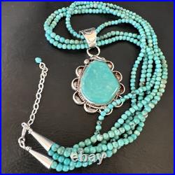 Blue Turquoise Pendant Navajo Pearls Sterling Silver 3S Bead Necklace 17 15996 Blue Turquoise Pendant Navajo Pearls Sterling Silver 3S Bead Necklace 17 15996
