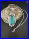 Blue Turquoise Pendant Navajo Pearls Sterling Silver Necklace 14879