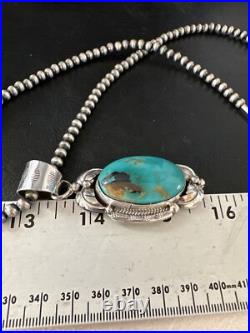 Blue Turquoise Pendant Navajo Pearls Sterling Silver Necklace 14879 Blue Turquoise Pendant Navajo Pearls Sterling Silver Necklace 14879