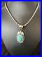Blue Turquoise Pendant Navajo Pearls Sterling Silver Necklace 14881