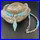Blue Turquoise Pendant Navajo Pearls Sterling Silver Necklace 15421