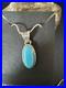 Blue Turquoise Pendant Navajo Sterling Silver Chain Necklace 20 12601
