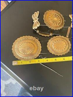 Brass Concho Belt Navajo Vintage, oval Native American butterfly spacers