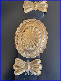 Brass Concho Belt Navajo Vintage, oval Native American butterfly spacers