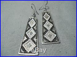 Breathtaking Vintage Navajo Sterling Silver Dangle Earrings Native American Old