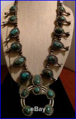 Broken Vintage & Gorgeous Native American Turquoise Squash Blossom Necklace