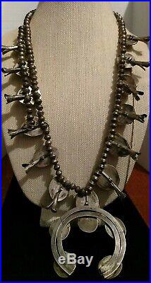 Broken Vintage & Gorgeous Native American Turquoise Squash Blossom Necklace