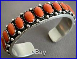 CALVIN MARTINEZ Vintage Navajo Coral Cuff Bracelet 114 Grams RARE