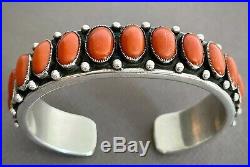 CALVIN MARTINEZ Vintage Navajo Coral Cuff Bracelet 114 Grams RARE