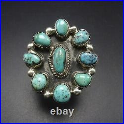 CLASSIC Vintage NAVAJO Sterling Silver TURQUOISE Cluster RING size 8