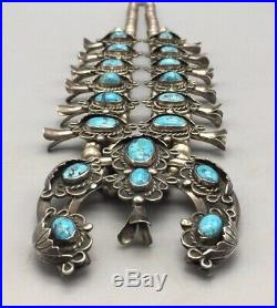 COOL-LOOKING, Vintage, Turquoise and Sterling Silver Squash Blossom Necklace