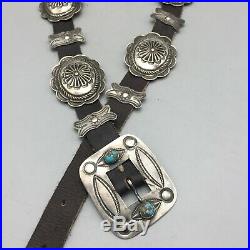Circa 1930s, Nice, Vintage, Turquoise and Sterling Silver Concho Belt
