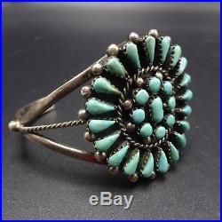 Classic Vintage NAVAJO Sterling Silver & TURQUOISE Cluster Cuff BRACELET 29.7g
