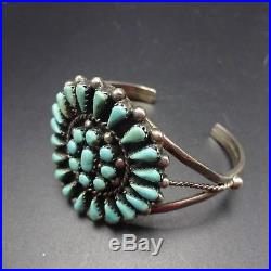 Classic Vintage NAVAJO Sterling Silver & TURQUOISE Cluster Cuff BRACELET 29.7g