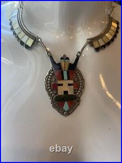 D. V. HATTIE NATIVE AMERICAN ZUNI STERLING SILVER NECKLACE vintage