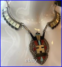 D. V. HATTIE NATIVE AMERICAN ZUNI STERLING SILVER NECKLACE vintage