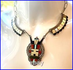 D. V. HATTIE NATIVE AMERICAN ZUNI STERLING SILVER NECKLACE vintage