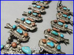 Dan Simplicio Vintage Zuni Turquoise Sterling Silver Squash Blossom Necklace