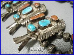 Dan Simplicio Vintage Zuni Turquoise Sterling Silver Squash Blossom Necklace