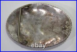 David Tune Vintage Belt Buckle Navajo Turquoise Native American Sterling Silver