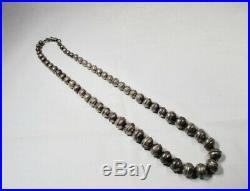 ESTATE Vintage 20 42 Gram Navajo Bench Beads Sterling Silver Necklace K1026