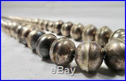 ESTATE Vintage 20 42 Gram Navajo Bench Beads Sterling Silver Necklace K1026