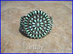 EXUBERANT Vintage Zuni Sterling Silver PETIT POINT Turquoise Cluster Bracelet