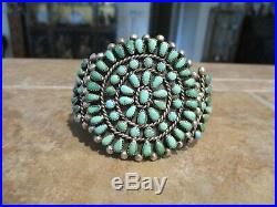 EXUBERANT Vintage Zuni Sterling Silver PETIT POINT Turquoise Cluster Bracelet