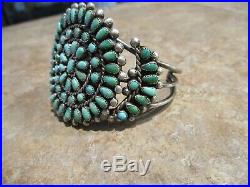 EXUBERANT Vintage Zuni Sterling Silver PETIT POINT Turquoise Cluster Bracelet