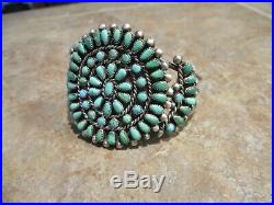 EXUBERANT Vintage Zuni Sterling Silver PETIT POINT Turquoise Cluster Bracelet