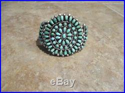 EXUBERANT Vintage Zuni Sterling Silver PETIT POINT Turquoise Cluster Bracelet