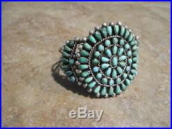 EXUBERANT Vintage Zuni Sterling Silver PETIT POINT Turquoise Cluster Bracelet