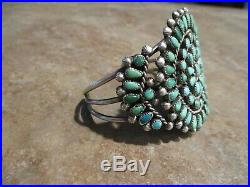 EXUBERANT Vintage Zuni Sterling Silver PETIT POINT Turquoise Cluster Bracelet